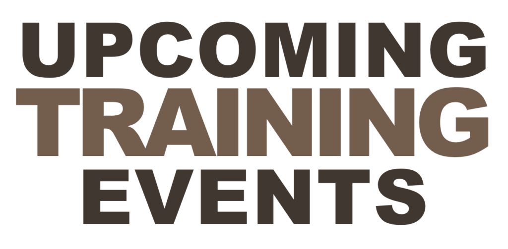 The words "upcoming training events" on the Sifu Alan Baker website