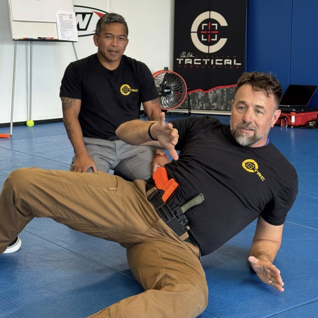 Sifu Alan Baker teaching at teh C-Tac® Instructor training camp and demonstrating some of the weaponised grappling and ground fighting from the system 