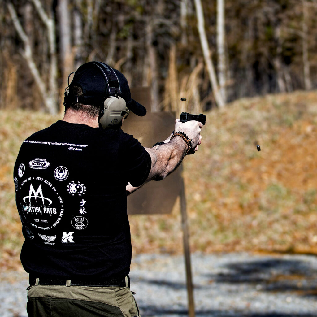 Sifu Alan Baker training on the range 