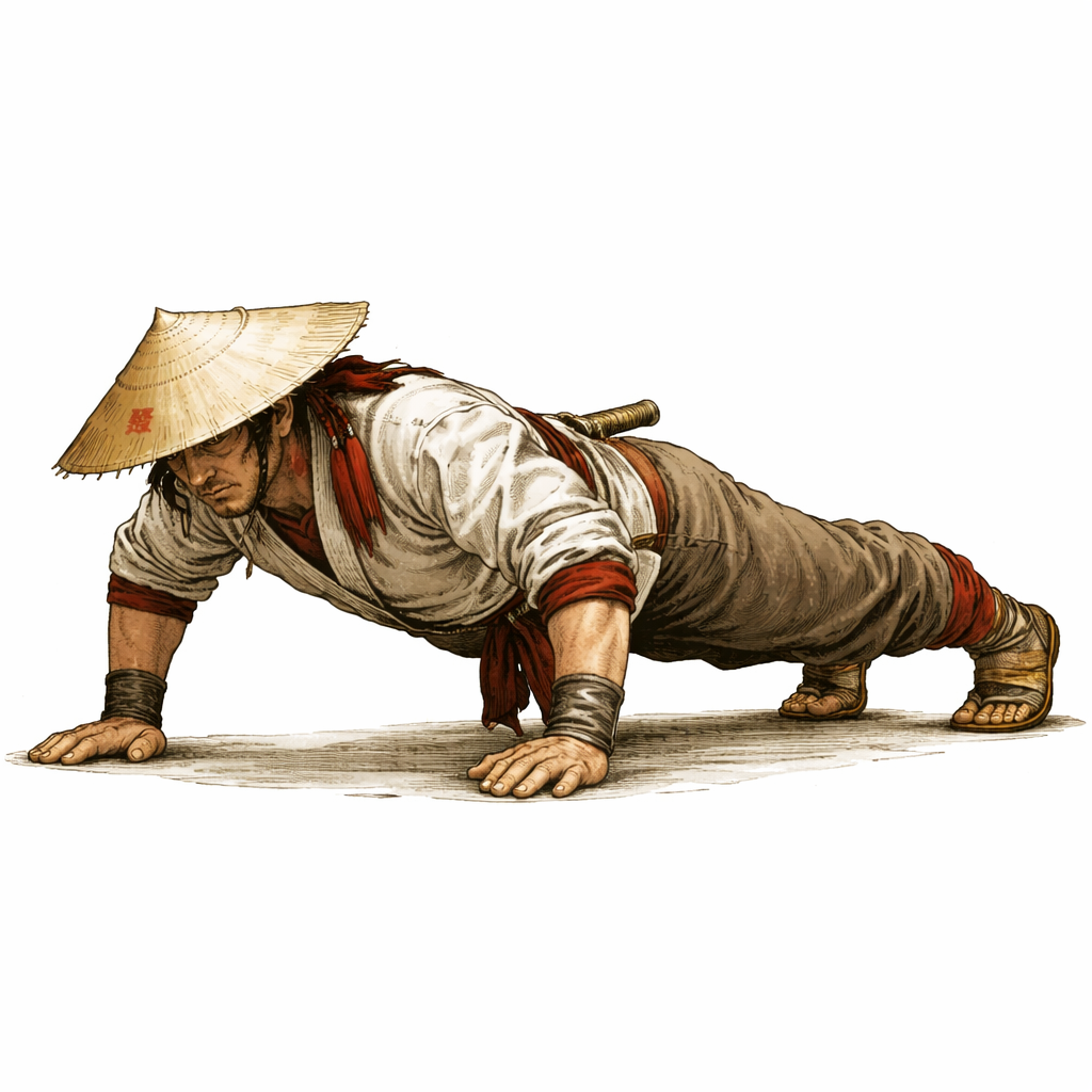 Warrior’s Path Longevity Blueprint illustration representing expansion, strength control, breath, diet, and mindset.