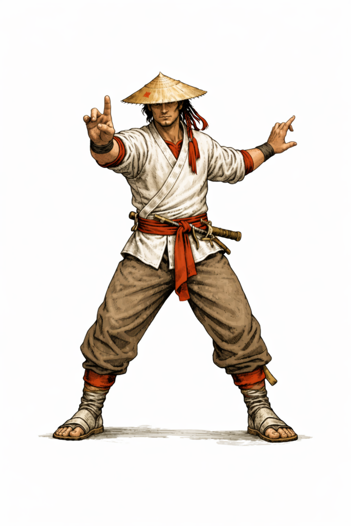 Warrior’s Path Longevity Blueprint illustration representing expansion, strength control, breath, diet, and mindset.