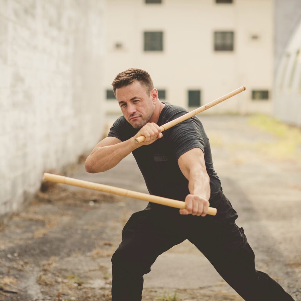 Sifu Alan Baker doing a double stick drill from the Filipino martial arts 