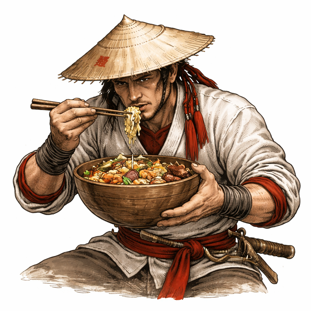 Warrior’s Path Longevity Blueprint illustration representing expansion, strength control, breath, diet, and mindset.