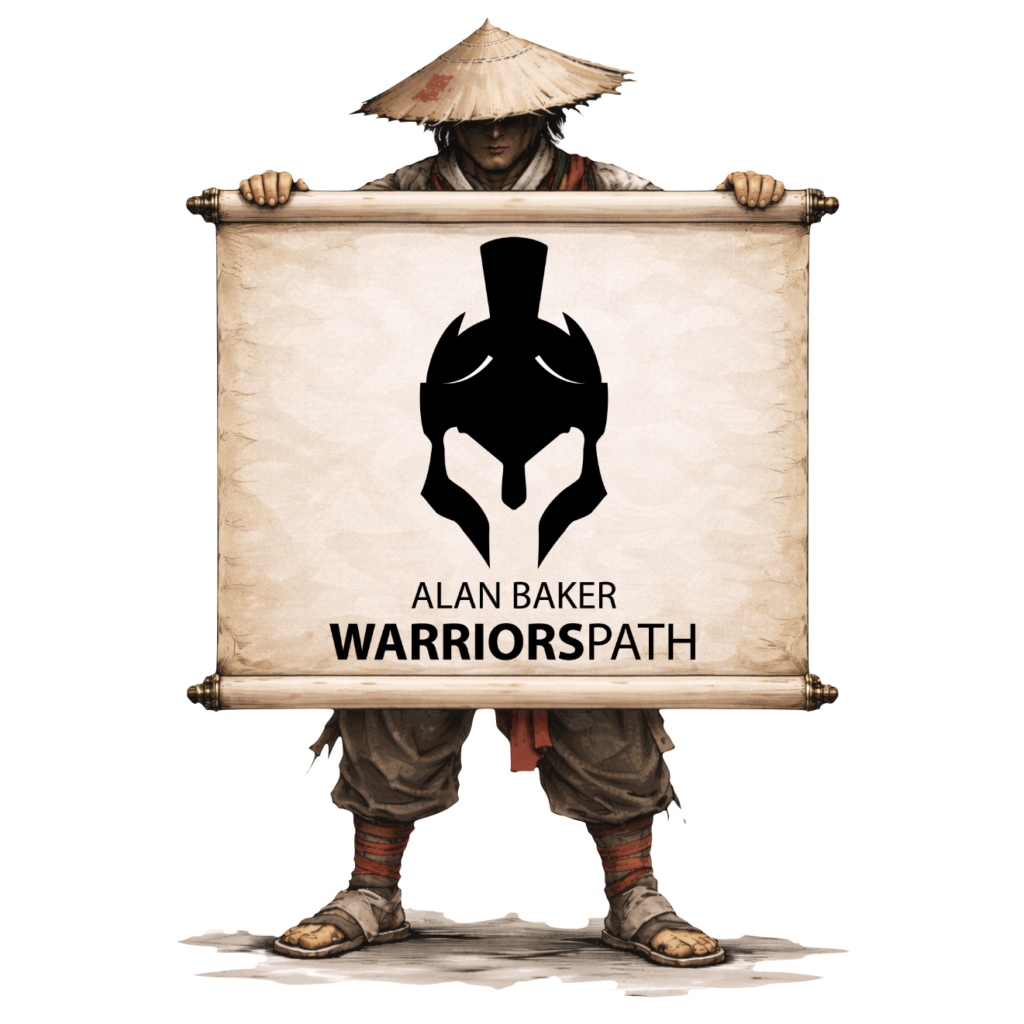 Warrior’s Path Longevity Blueprint illustration representing expansion, strength control, breath, diet, and mindset.