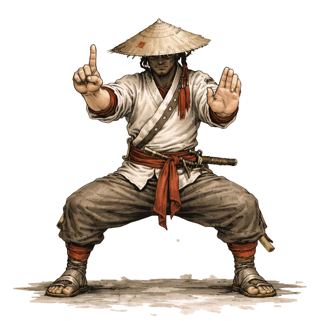 Warrior’s Path Longevity Blueprint illustration representing expansion, strength control, breath, diet, and mindset.