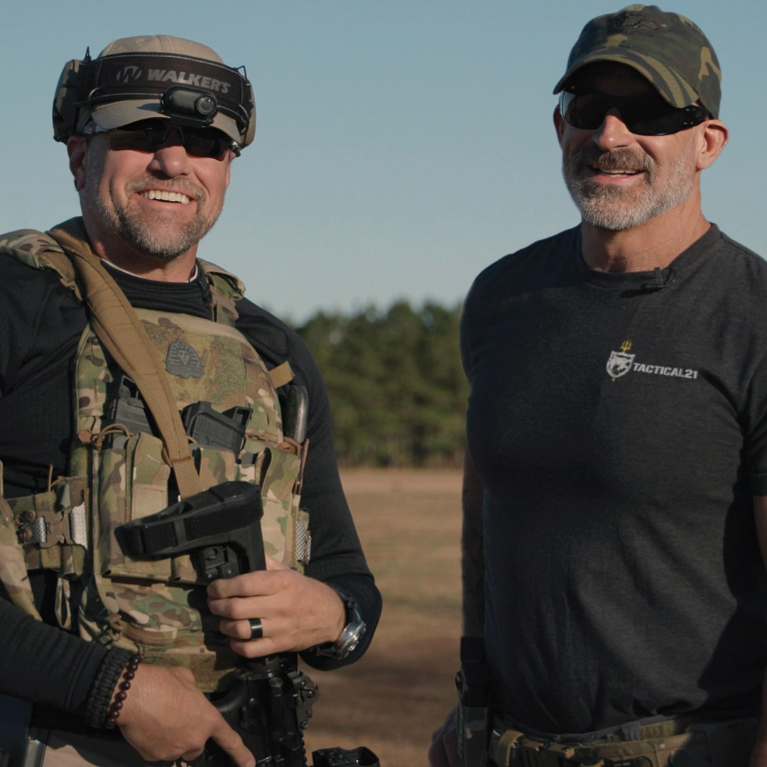 Sifu Alan Baker training with retired Navy SEAL Command Master Chief Jim Foreman