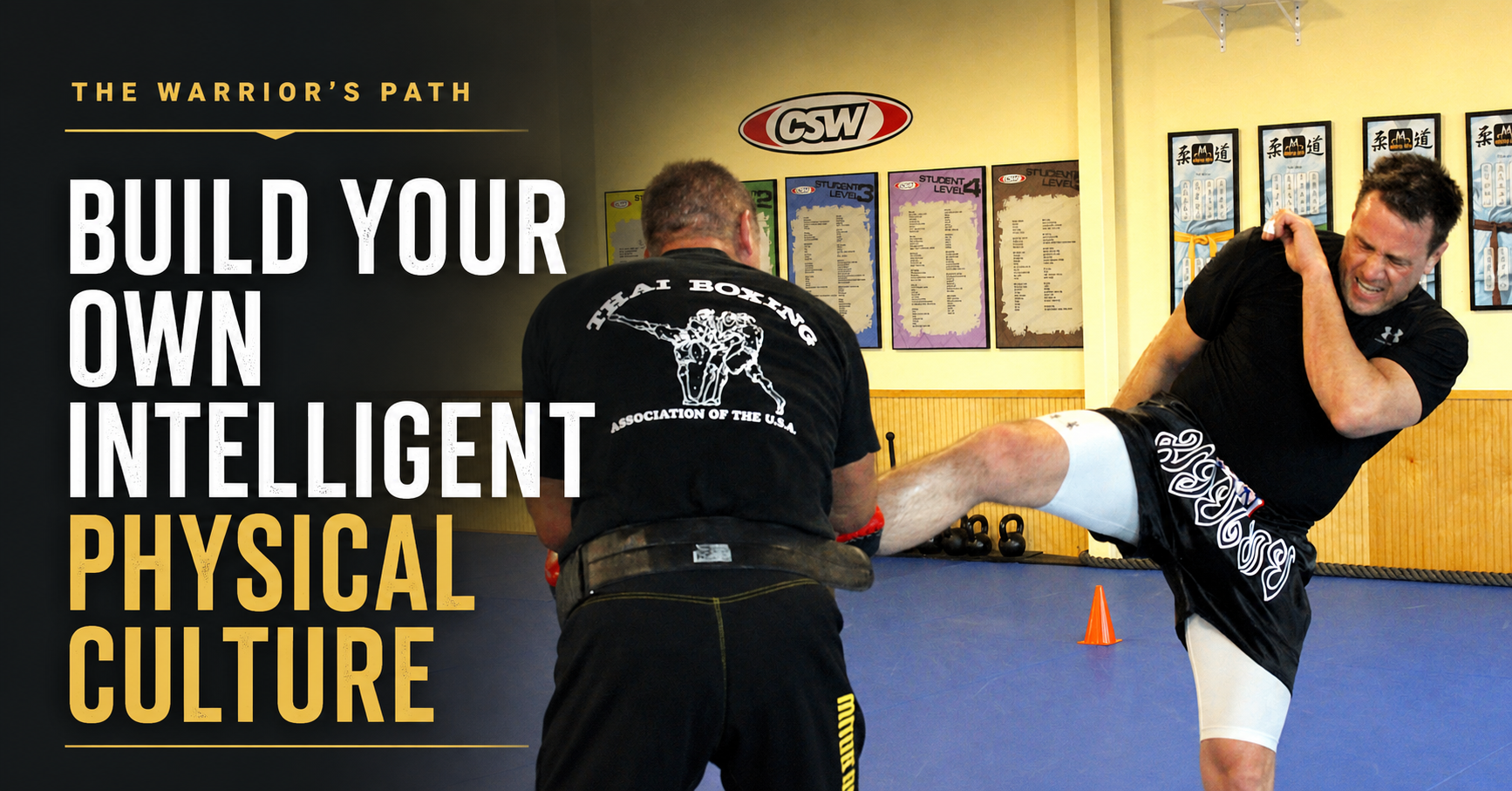 Two martial artists training striking skills while developing an intelligent physical culture.