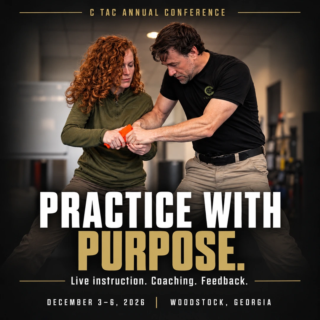 Practice with purpose. Live instruction, coaching and feedback. Alan Baker coaches a participant during C Tac training.